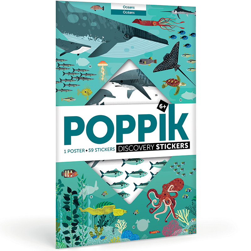 Poppik poster ja kleepsud Discovery “Ookean” Mänguasjad - HellyK - Kvaliteetsed lasteriided, villariided, barefoot jalatsid