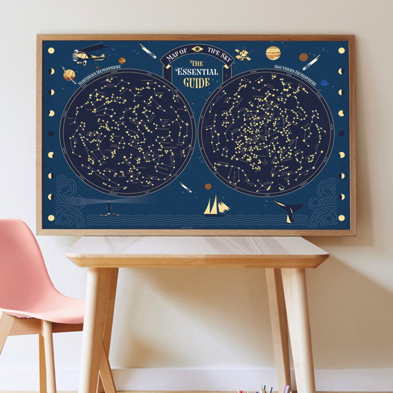 Poppik poster ja kleepsud Discovery “Taevakaart” Mänguasjad - HellyK - Kvaliteetsed lasteriided, villariided, barefoot jalatsid