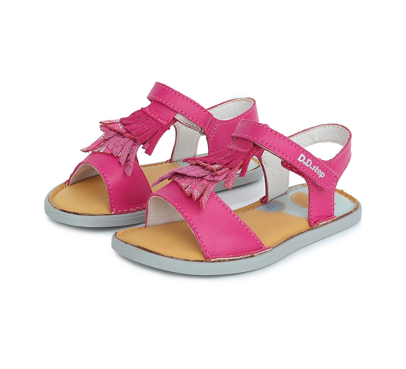 D.D.Step nahast lahtised sandaalid, Daisy Pink D.D.Step - HellyK - Kvaliteetsed lasteriided, villariided, barefoot jalatsid