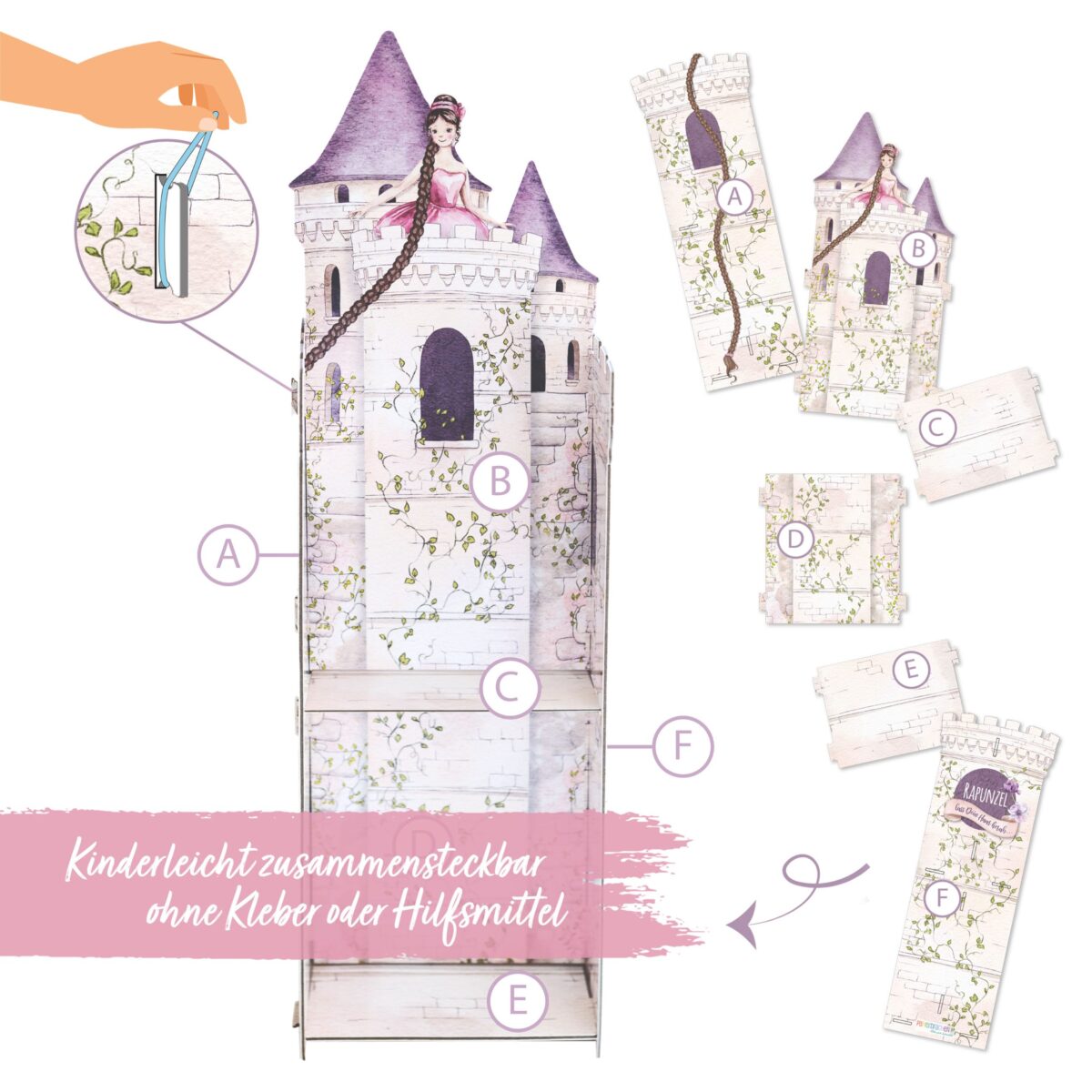 Papierdrachen korduvkasutatav Advendikalender käsitöökomplekt- Rapuntsli torn Kodumaailm - HellyK - Kvaliteetsed lasteriided, villariided, barefoot jalatsid